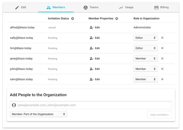 The roles dialog